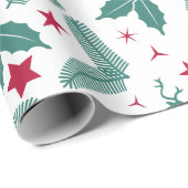 Kerstheilige en hertenpatroon cadeaupapier (Rol Hoek)