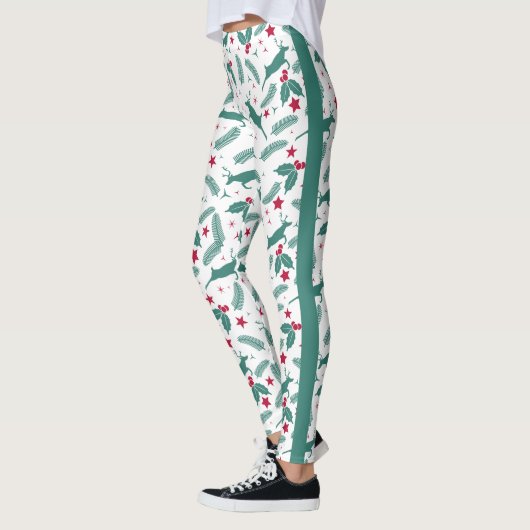 Kerstheilige en hertenpatroon leggings (Links)