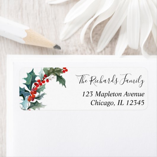 Kerstheilige rode groene waterverf etiket (Insitu)