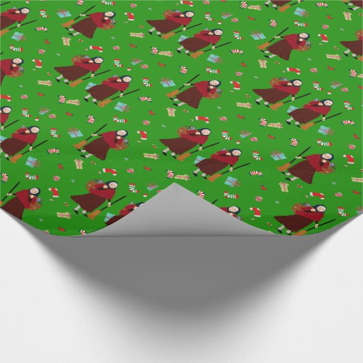 kerstheks Befana Cadeaupapier (Hoek)