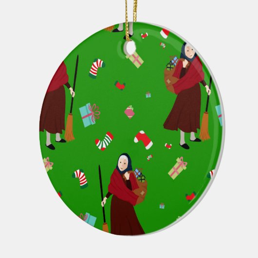 kerstheks Befana Keramisch Ornament (Links)