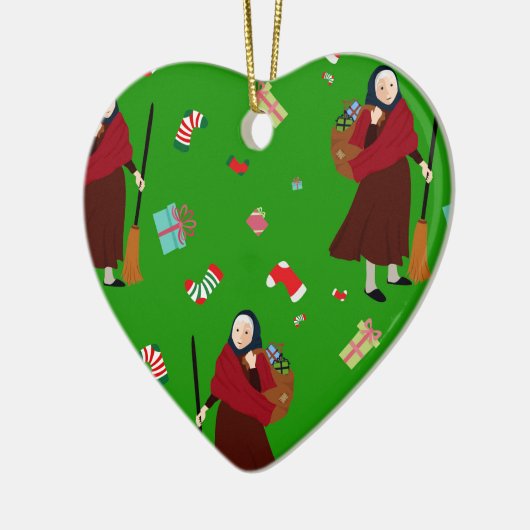 kerstheks Befana Keramisch Ornament (Links)