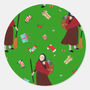 kerstheks Befana Ronde Sticker