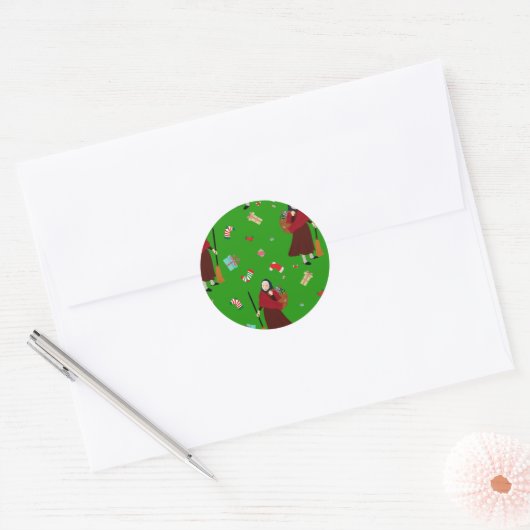 kerstheks Befana Ronde Sticker (Envelop)