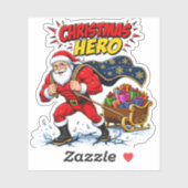 Kerstheld strip Santa Claus Sticker (Vel)