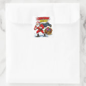 Kerstheld strip Santa Claus Vierkante Sticker (Tas)