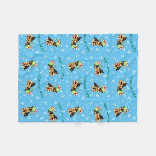 Kerstherder Fleece Deken (Voorkant (Horizontaal))