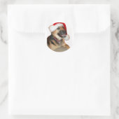 Kerstherder Ronde Sticker (Tas)