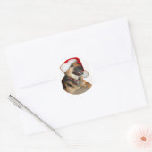 Kerstherder Ronde Sticker (Envelop)