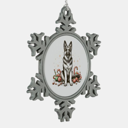 Kerstherder Tin Sneeuwvlok Ornament (Links)