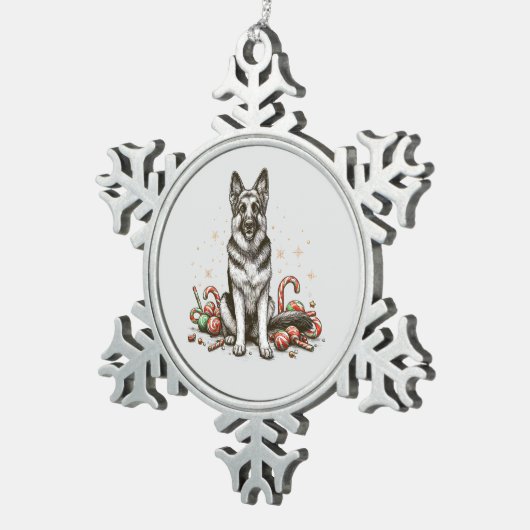 Kerstherder Tin Sneeuwvlok Ornament (Rechts)