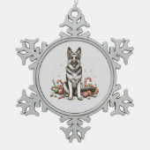 Kerstherder Tin Sneeuwvlok Ornament (Voorkant)