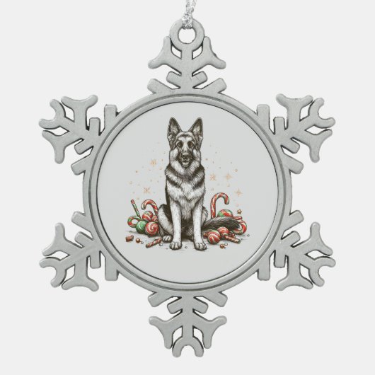 Kerstherder Tin Sneeuwvlok Ornament (Voorkant)