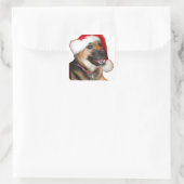 Kerstherder Vierkante Sticker (Tas)