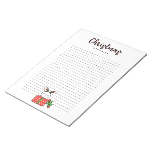 Kerstherinneringen Bunny in een Giftbox Notitieblok (Schuin)