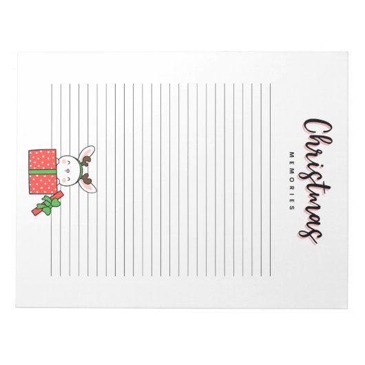 Kerstherinneringen Bunny in een Giftbox Notitieblok (Voorkant)