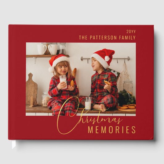 Kerstherinneringen Echte Folie Familiefoto Gastenboek (Voorkant)