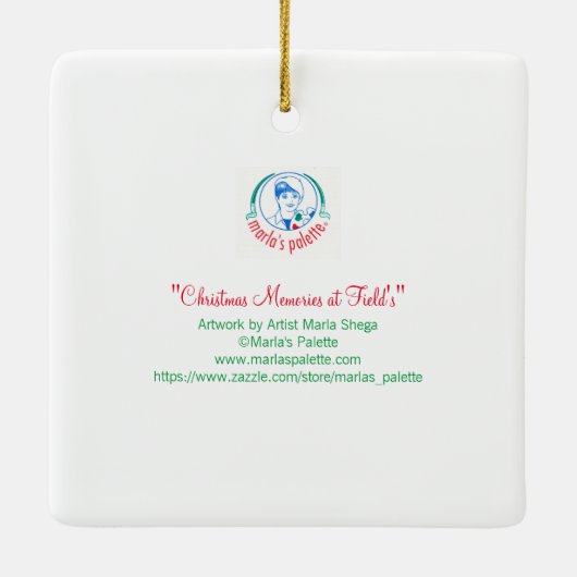 Kerstherinneringen in Field's Keramisch Ornament (Achterkant)