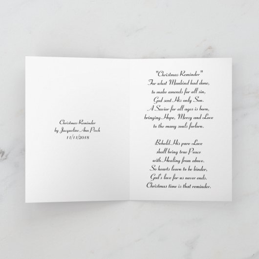 Kerstherinneringsgedichten Kaart (Binnen)