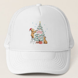 Kersthert en -beer trucker pet