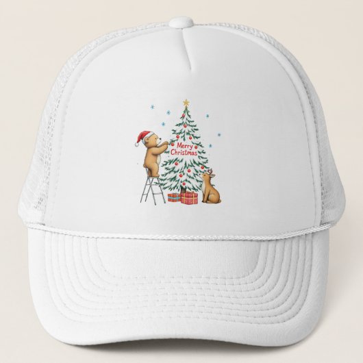 Kersthert en -beer trucker pet (Voorkant)
