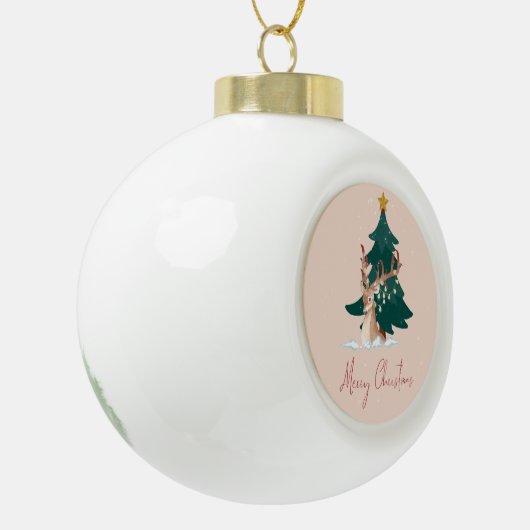 kersthert keramische bal ornament (Links)