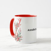 Kersthert met Holly Coffee Mok (Voorkant links)