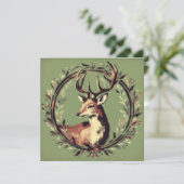 Kersthert met Kerstkrans Feestdagenkaart (Staand voorkant)