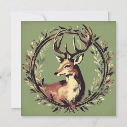 Kersthert met Kerstkrans Feestdagenkaart (Voorkant)