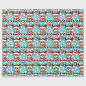 Kersthert met kerstmuts cadeaupapier (Vlak)