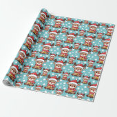 Kersthert met kerstmuts cadeaupapier (Uitgerold)