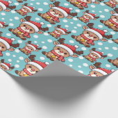 Kersthert met kerstmuts cadeaupapier (Hoek)