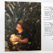 Kersthert met maanverlichte boom gepersonaliseerd drieluik wenskaart (Binnenzijde eerst)