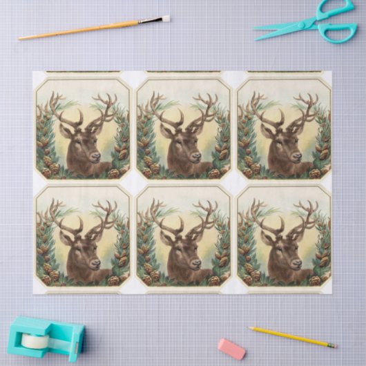 KERSTHERT MET PINE CONE CROWN TISSUEPAPIER (Craft)