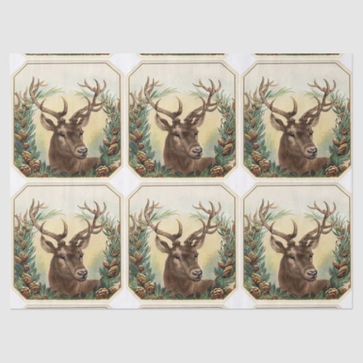 KERSTHERT MET PINE CONE CROWN TISSUEPAPIER (Voorkant)