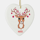 Kersthert met rode ballen keramisch ornament (Rechts)