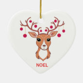 Kersthert met rode ballen keramisch ornament (Achterkant)