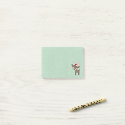 Kersthert met rode kerstmuts Retro Hipster Post-it® Notes (Op bureau)