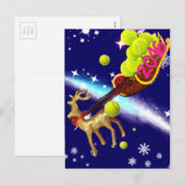 Kersthert met slee feestdagenkaart (Voorkant / Achterkant)