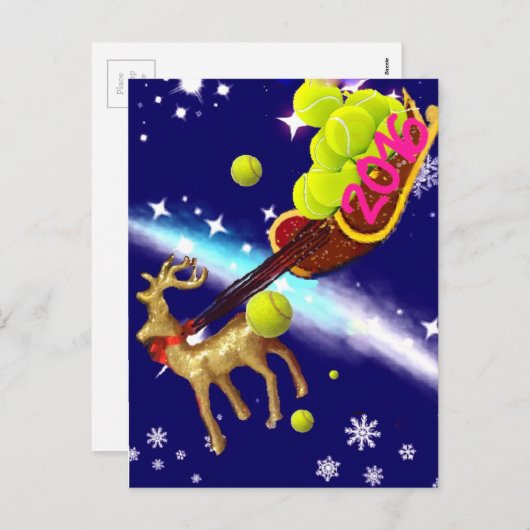 Kersthert met slee feestdagenkaart (Voorkant / Achterkant)