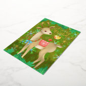 Kersthert met vogel. folie feestdagenkaart (Gedraaid)