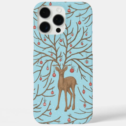 Kersthert op blauw Case-Mate iPhone case (Achterkant)