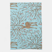 Kersthert op blauw theedoek (Verticaal)