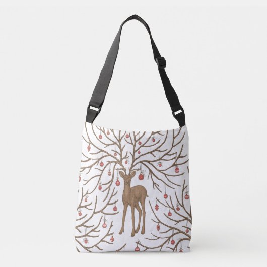 Kersthert op wit crossbody tas (Voorkant)