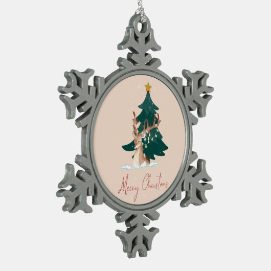 kersthert tin sneeuwvlok ornament (Links)