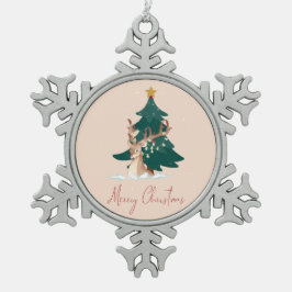 kersthert tin sneeuwvlok ornament