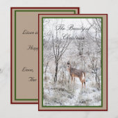 Kersthert Winterlandschap Script Feestdagen Naam Feestdagenkaart (Voorkant / Achterkant)