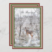 Kersthert Winterlandschap Script Vakantienaam Feestdagenkaart (Voorkant / Achterkant)