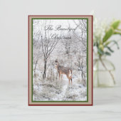 Kersthert Winterlandschap Script Vakantienaam Feestdagenkaart (Staand voorkant)