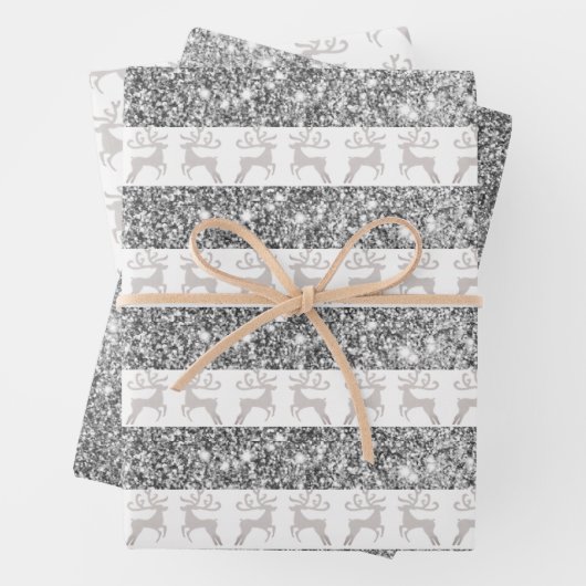 kersthert zilverglitter inpakpapier vel (In situ)